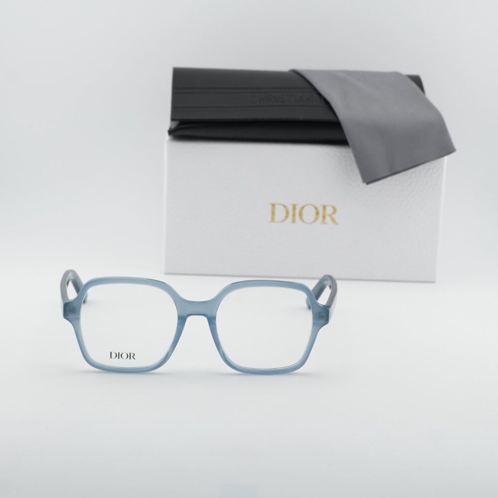 Dior DIORMIDNIGHT O S1I 8000 Square Eyeglasses - Shiny Light Blue 53mm - Picture 2 of 10